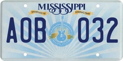 MS license plate AOB032