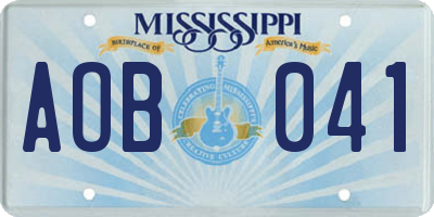 MS license plate AOB041