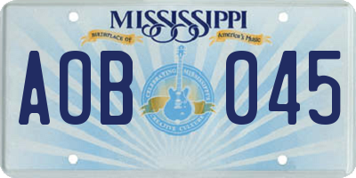 MS license plate AOB045