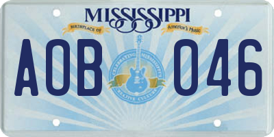 MS license plate AOB046