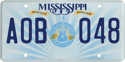 MS license plate AOB048