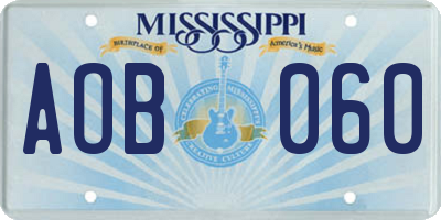 MS license plate AOB060