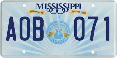 MS license plate AOB071