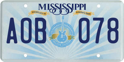 MS license plate AOB078