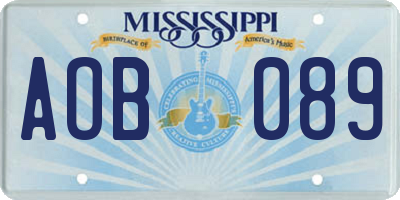MS license plate AOB089