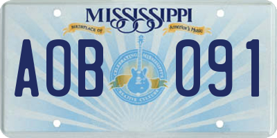 MS license plate AOB091