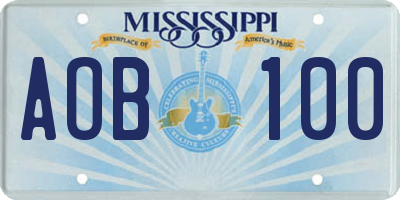 MS license plate AOB100