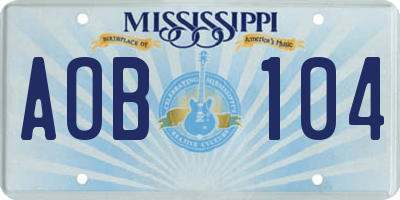 MS license plate AOB104