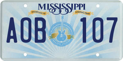 MS license plate AOB107