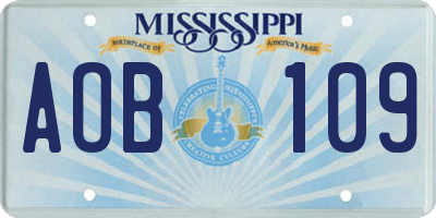 MS license plate AOB109