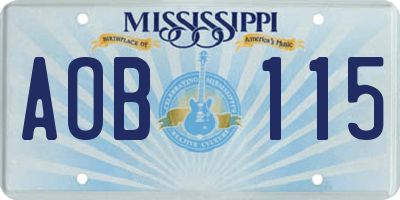 MS license plate AOB115