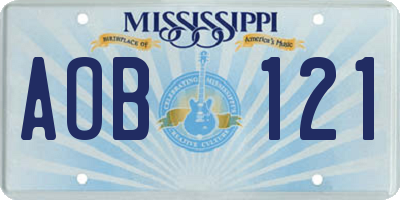 MS license plate AOB121