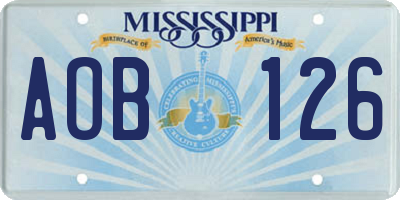 MS license plate AOB126