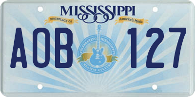 MS license plate AOB127