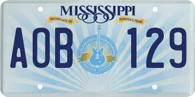 MS license plate AOB129