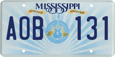 MS license plate AOB131