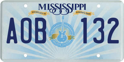 MS license plate AOB132