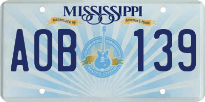 MS license plate AOB139