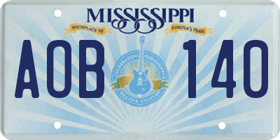 MS license plate AOB140