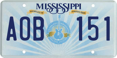 MS license plate AOB151