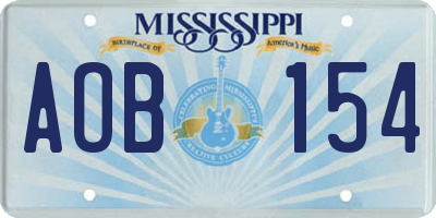 MS license plate AOB154