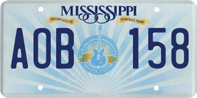 MS license plate AOB158