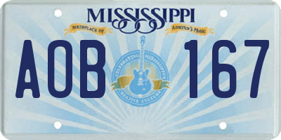 MS license plate AOB167