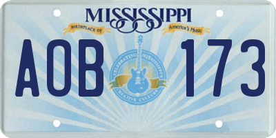 MS license plate AOB173