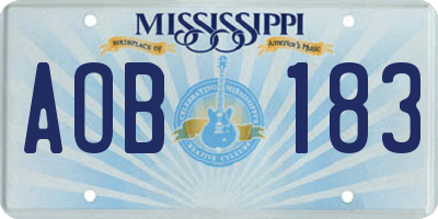 MS license plate AOB183