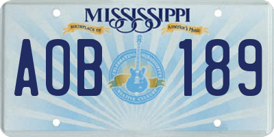 MS license plate AOB189
