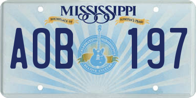 MS license plate AOB197