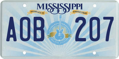 MS license plate AOB207
