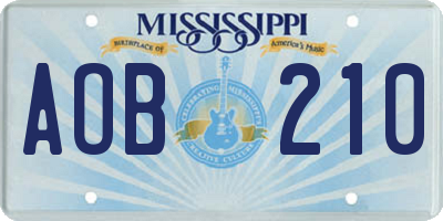 MS license plate AOB210