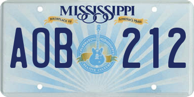 MS license plate AOB212