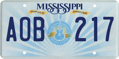 MS license plate AOB217