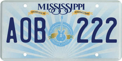 MS license plate AOB222