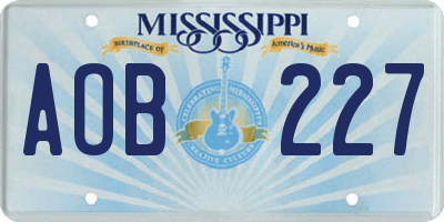 MS license plate AOB227