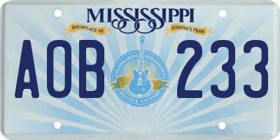 MS license plate AOB233