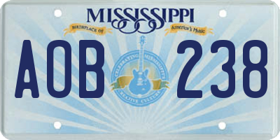 MS license plate AOB238