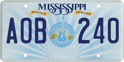 MS license plate AOB240