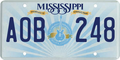 MS license plate AOB248