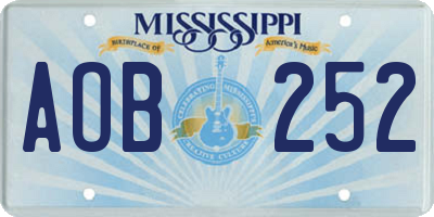 MS license plate AOB252