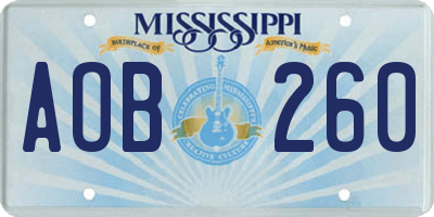 MS license plate AOB260