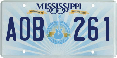 MS license plate AOB261