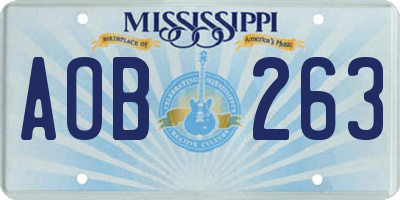 MS license plate AOB263