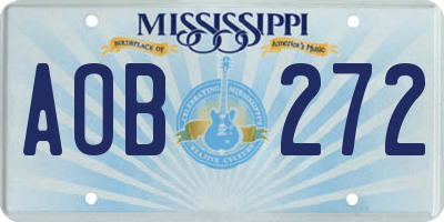 MS license plate AOB272