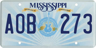 MS license plate AOB273