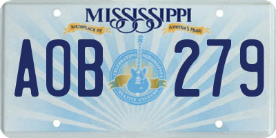 MS license plate AOB279