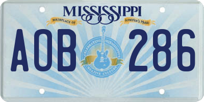 MS license plate AOB286