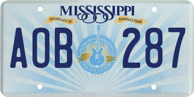 MS license plate AOB287